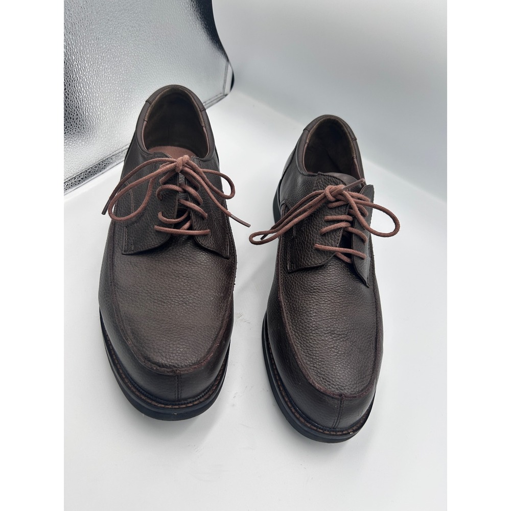 Apex LT910M Mens Brown Pebbled Leather Moc Toe Oxford Shoes Size 13 X-Wide